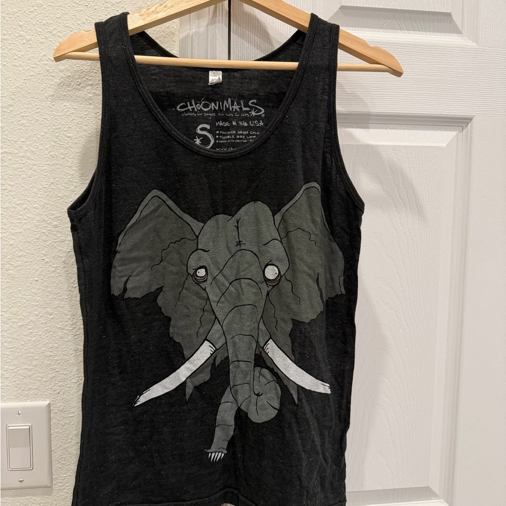 Black Elephant Graphic Tank Top